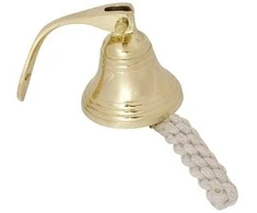 Mirtop Žalvarinis laivo varpas 7.5 cm, su pinta virvėle – jūrinis dekoras