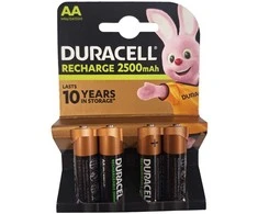 Duracell AA 2500mAh NiMH įkraunamos baterijos, 4 vnt.