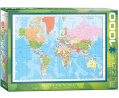 Eurographics Edukacinė 1000 detalių dėlionė „Pasaulio politinis žemėlapis“ 50x70 cm