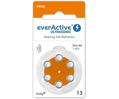 Everactive Ultrasonic 13 PR48 klausos aparatų baterijos, 6 vnt.