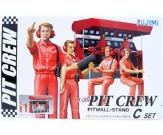 Fujimi Pit Crew C: boksų sienelės stendas su 4 figūrėlėmis, 1:20 (11658)