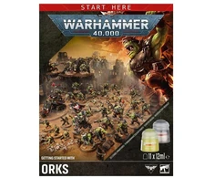 Games Workshop Warhammer 40,000 Orkų startinis rinkinys – miniatiūros, dažai, teptukas