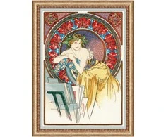 Girl with Easel after A. Mucha’s Artwork siuvinėjimo rinkinys iš RIOLIS Nr.: 100/058
