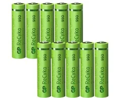 GP ReCyko AAA NiMH įkraunamos baterijos 950mAh, 10 vnt.