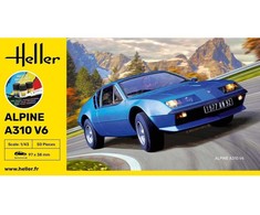 Heller Alpine A310 V6 1:43 plastikinis dovanų surinkimo rinkinys su dažais