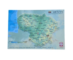 Hobilt 3D reljefinis atvirukas „Lietuva“ – iškilus žemėlapis, suvenyras 17x12 cm
