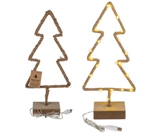 Hobilt Pastatoma metalinė Kalėdų eglutė su LED ir mediniu padu, 35 cm