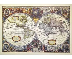 Hobilt Pasaulio žemėlapis (1630) – H. Hondius, istorinis atspaudas sienai