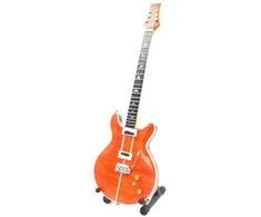 Indominiguitars Mini gitara Santanos stiliumi, mahagonas 1:4, kolekcinė su stovu