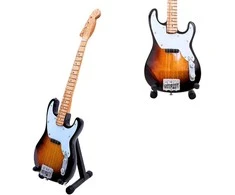 Indominiguitars Stingo stiliaus mini mahono gitara, 24,5 cm, su stovu – puiki dovana