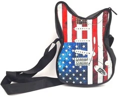 Indominiguitars Stilinga gitara formos pečių rankinė su JAV vėliava – dovana muzikui