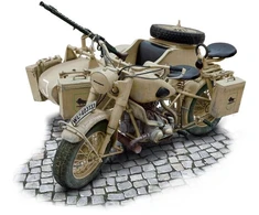 Italeri BMW R75 vokiečių karinis motociklas su lopšiu – 1:9 modelis 26,7 cm