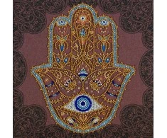 Karoliukų siuvinėjimo rinkinys „Auksinė Hamsa“ 20x20 cm Abris Art