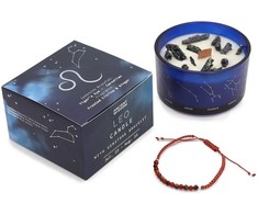 Ancient Wisdom Liūtas Zodiako kristalų žvakė su apyranke – Tigro akis &amp; Karneolis dovana