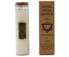 Ancient Wisdom Magijos žvakė Balansas – Ylang-Ylang, sojų vaškas, su brangakmeniais, 50 h
