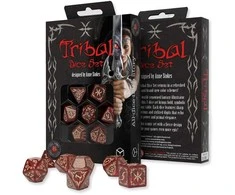 Tribal RPG kauliukų rinkinys – blizganti raudona &amp; smėlio, Q-Workshop
