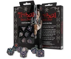 Tribal stalo RPG kauliukų rinkinys 7 vnt., žalsvai mėlyna/smėlio – Q-Workshop