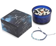 Žuvys: Zodiako kristalų žvakė su apyranke, akvamarino aromatas – Ancient Wisdom