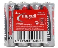Maxell AA R6 cinko-anglies baterijos 1,5V laikrodžiams, 4 vnt.