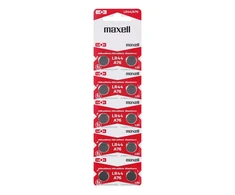 Maxell LR44 (G13/AG13) šarminės mygtukinės baterijos 10 vnt.