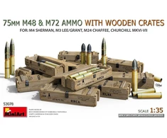 MiniArt 75 mm M48 ir M72 šaudmenys su medinėmis dėžėmis 1/35 53078