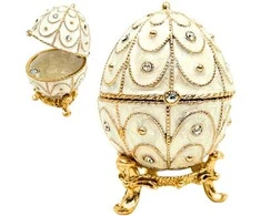 Mirtop Fabergé stiliaus emalinis kiaušinis – juvelyrinė dėžutė su kristalais