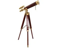 Mirtop Elegantiškas žalvarinis teleskopas ant medinio trikojo, retro jūrinis, 57 cm