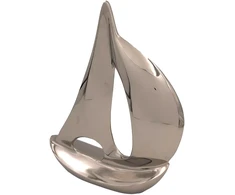 Mirtop Metalinė jachtos dekoracija 36 cm – sidabrinė, jūrinio stiliaus interjerui