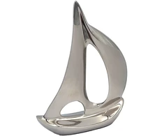 Mirtop Metalinė jachtos dekoracija 36 cm – sidabrinė, jūrinio stiliaus interjerui