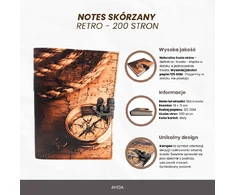 Mirtop Odinis kelionių užrašų sąsiuvinis su kompasu, retro stiliaus, 200 psl.