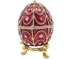Mirtop Prabangi Fabergé stiliaus papuošalų dėžutė, raudonai auksinė, su kristalais