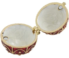 Mirtop Prabangi Fabergé stiliaus papuošalų dėžutė, raudonai auksinė, su kristalais
