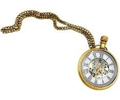 Mirtop Retro mechaninis kišeninis laikrodis su grandinėle, skeletinis
