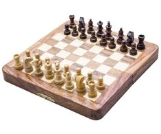 Mirtop Magnetinis medinis šachmatų rinkinys 17x17 – sulankstomas, kelioninis