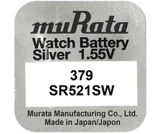 Murata 379 SR521SW sidabro oksido laikrodžių baterijos, 10 vnt.