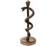 Mysticallstm Mayer Chess Asklepijaus lazda – elegantiška medicinos statulėlė 30 cm, dovana gydytojui