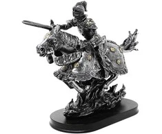 Mysticallstm Mayer Chess Viduramžių riterio ant žirgo statulėlė, rankomis dažyta polirezino, 31 cm