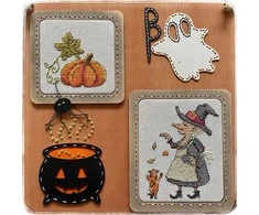 NeoCraft Moliūgų sezonas siuvinėjimo kryželiu rinkinys su rėmu, 8×10 ir 6×7 cm