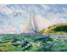 Oven Siuvinėjimo rinkinys kryželiu „Jūros kelionės“, 40×29 cm, Aida 14, 39 spalvų