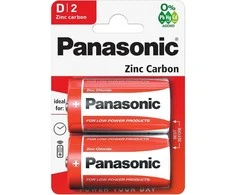 Panasonic D R20 cinko-anglies baterijos 1.5V, 2 vnt.