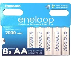 Panasonic Eneloop AA 2000mAh įkraunamos baterijos, 8 vnt. rinkinys