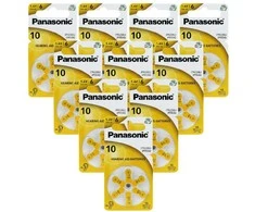 Panasonic klausos aparatų baterijos 10 dydis, 60 vnt. (cinko–oro)