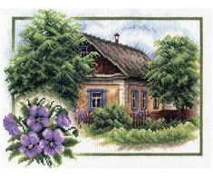 Panna Klart Kryželiu siuvinėjimo rinkinys „Vasara kaime“ su siūlais ir schema