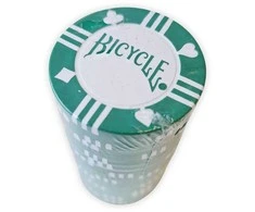 Pokerio žetonai Bicycle, 20 vnt., žali, moliu užpildyti 8 g