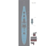 Pontos Model Pontos USS Missouri BB-63 medinis mėlynas denis 1/350 35002WD1