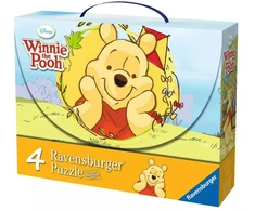 Ravensburger 4 dėlionės lagaminėlyje „Disney Mikė Pūkuotukas“, nuo 3 m.
