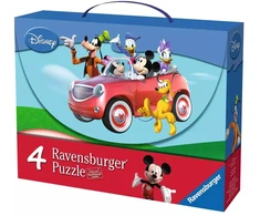 Ravensburger 4 dėlionės lagaminėlyje „Peliuko Mikio klubas“, nuo 3 m.