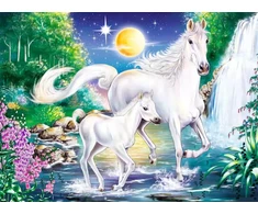 Ravensburger tamsoje šviečianti dėlionė „Vienaragiai prie krioklio“, 500 det.