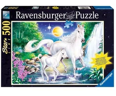 Ravensburger tamsoje šviečianti dėlionė „Vienaragiai prie krioklio“, 500 det.