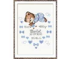 RIOLIS – Create It Yourself – Siuvinėjimo rinkinys „Berniuko gimimo liudijimas“ 1124 (18x24 cm)